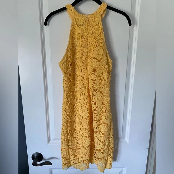 Lulus Love Poem Yellow Lace Mini Dress - size small - Picture 8 of 8